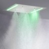 Soffione doccia per bagno spazzolato, montaggio a soffitto, rettangolare, funzioni di pioggia nebulizzata, sistema touch screen a LED, rubinetto per doccia